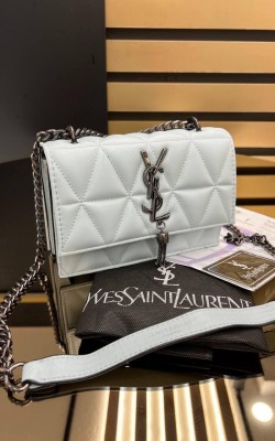 YSL DERİ PÜSKÜLLÜ BEYAZ SİYAH ✨