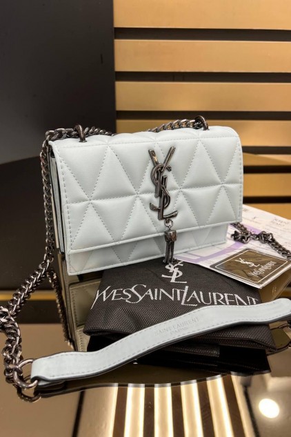 YSL DERİ PÜSKÜLLÜ BEYAZ SİYAH ✨