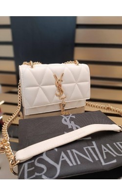 YSL DERİ PÜSKÜLLÜ BEYAZ GOLD ✨